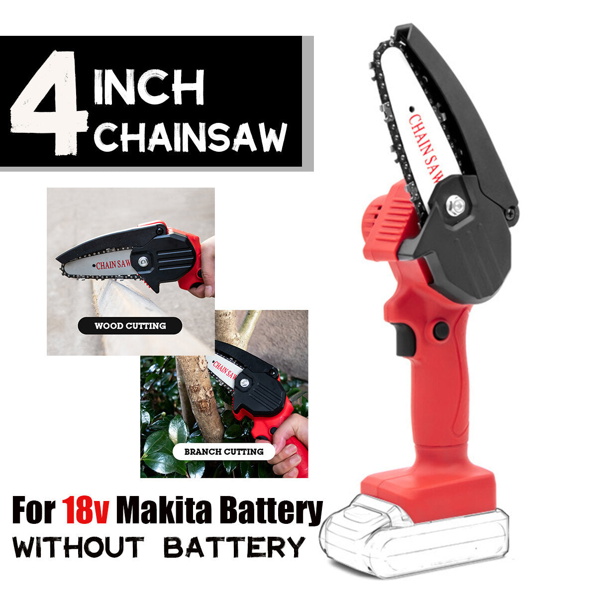 Portable Electric Saw Woodworking Chain Saw Tree Pruning Tool for 18V Makita/Izumi Battery