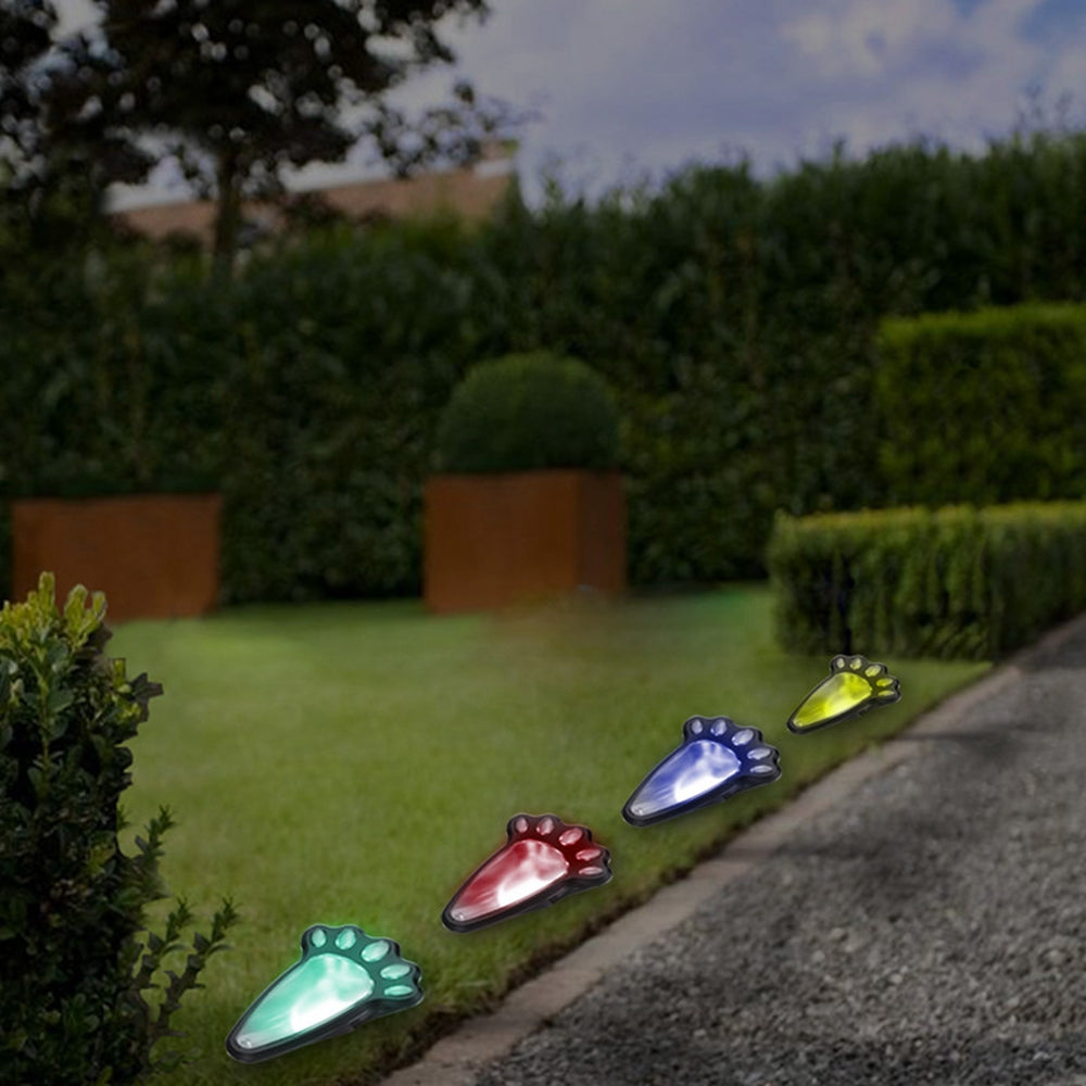 4 In1 Solar Powered LED Dog Paw Print Lights Garden Outdoor Lawn Yard Path Lamp