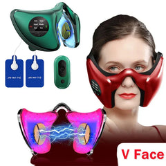 Electric Face-Lifting Device with 12 Gears, RF & EMS Massage, Anti-Aging, 110V-220V, Includes Remote & Accessories