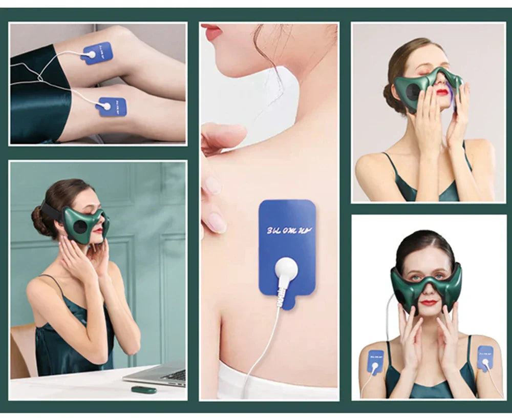 Electric Face-Lifting Device with 12 Gears, RF & EMS Massage, Anti-Aging, 110V-220V, Includes Remote & Accessories