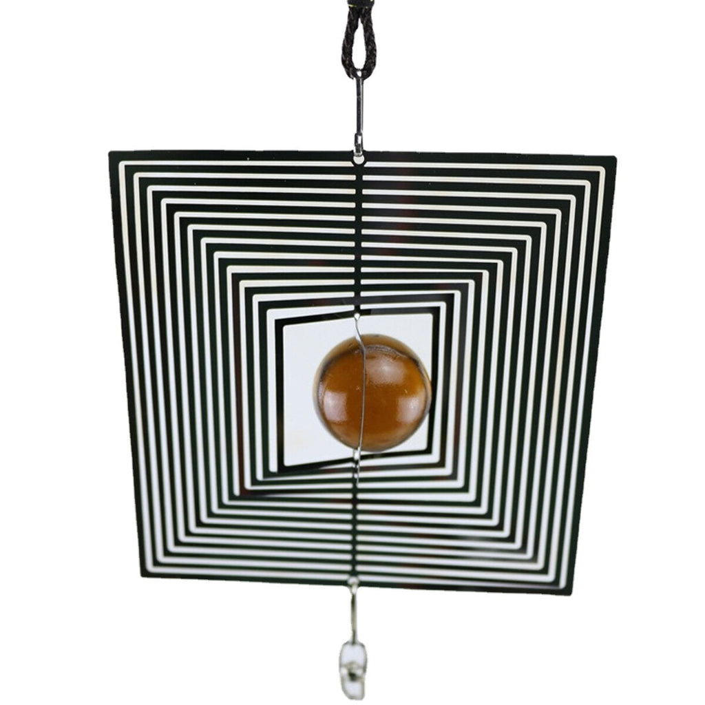 Metal Hanging Garden Wind Spinner Round Crystal Ball Bell Garden Home Ornament