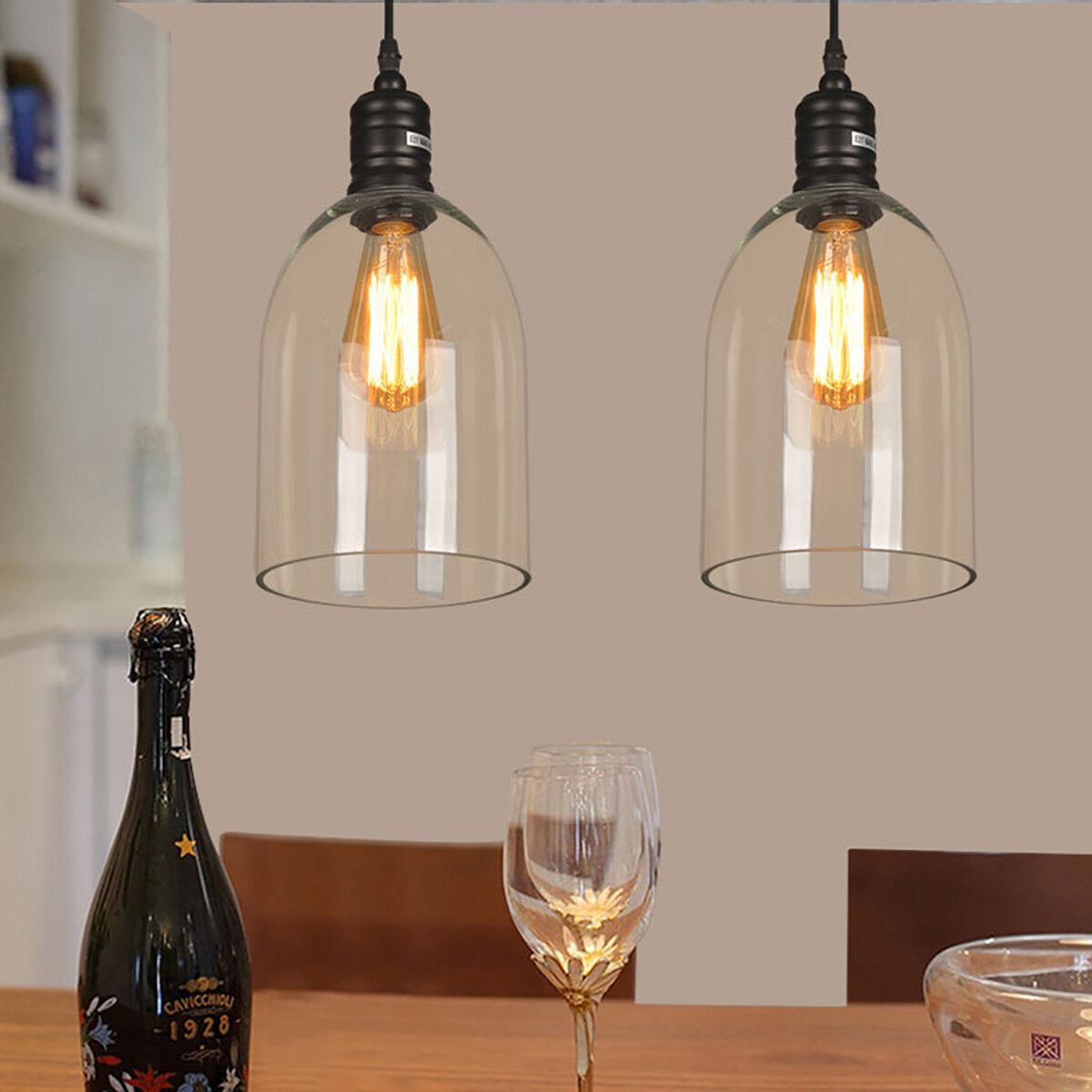 16x33cm Modern Ceiling Light LED Pendant Lamp Glass Dining Room Chandelier Fixtures