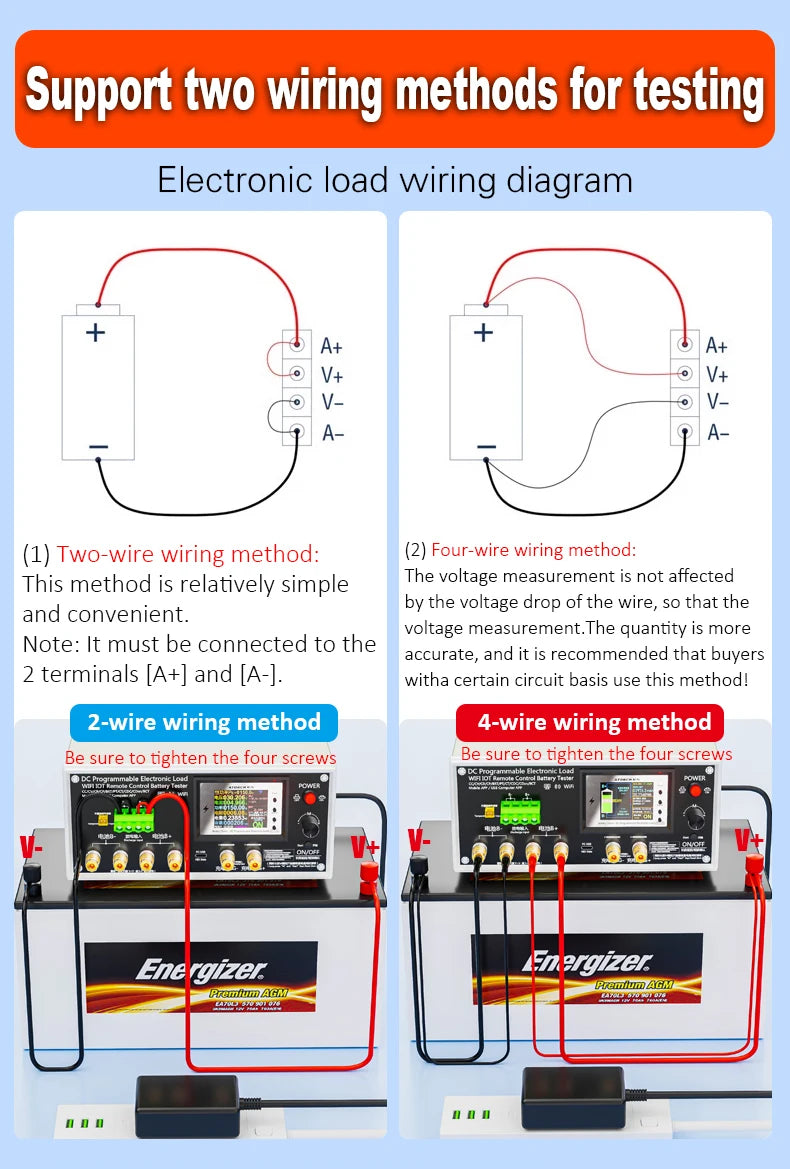 Electronic Load Tester 150/300/450/600W WiFi Tuya 0-200V 50A Battery Capacity Monitor Programmable Discharge Tool IPS Display High Precision Bluetooth Connection