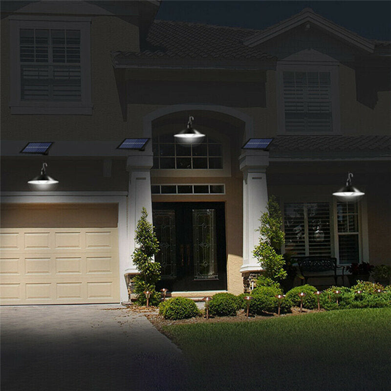 Solar LED Pendant Light Outdoor Flood Hanging Garden Lamp + Remote Waterproof White Light