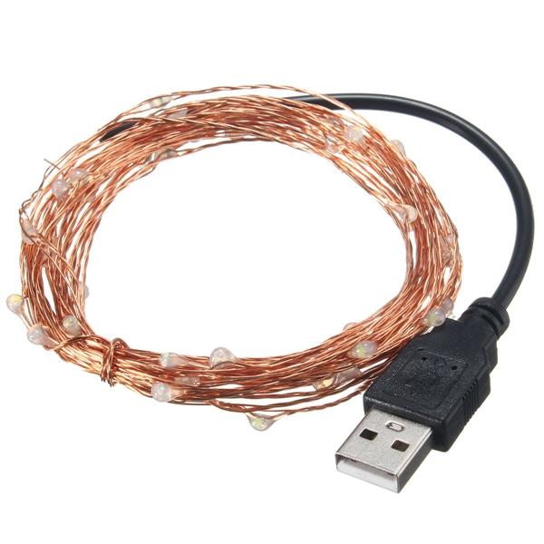 5M 50 LED USB Copper Wire LED String Fairy Light for Christmas Xmas Party Decor