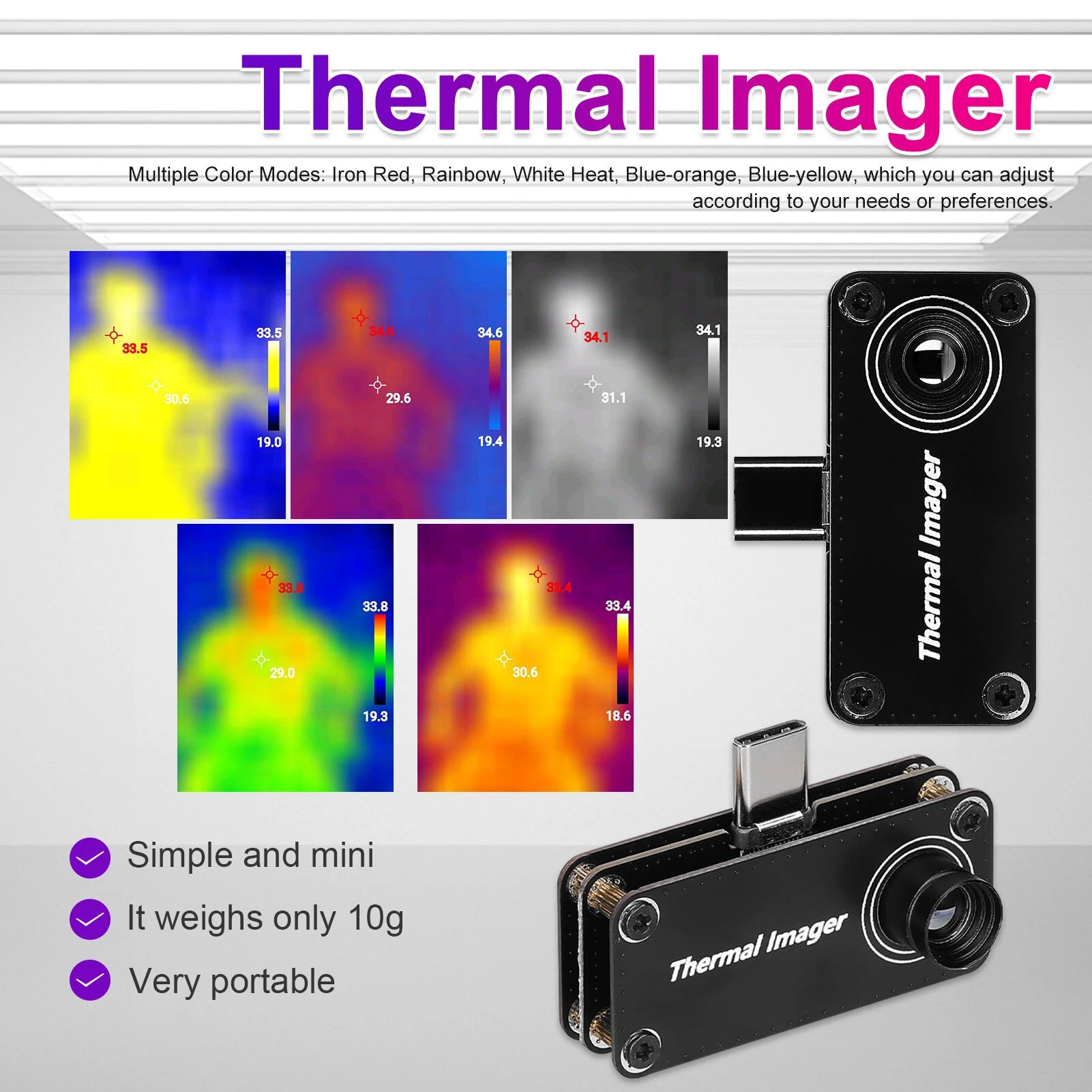 GreenZech Mobile 32 | Ultra-Portable Smartphone Thermal Camera | -20°C to 1000°C Extreme Temperature Measurement | Android Type-C Thermal Imager