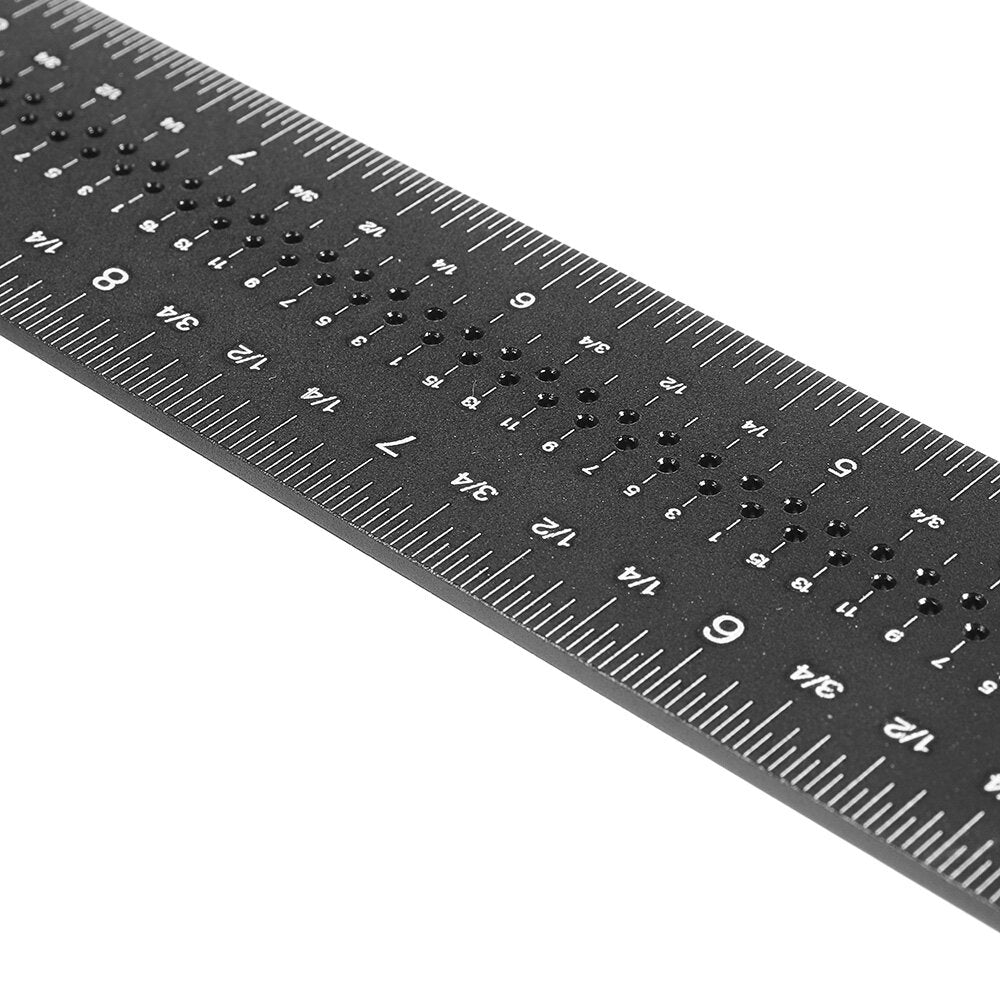 12 Inch Precision Woodworking Square Marking Ruler Aluminum Alloy 90 Degree Right Angle Ruler Hole Positioning Scriber