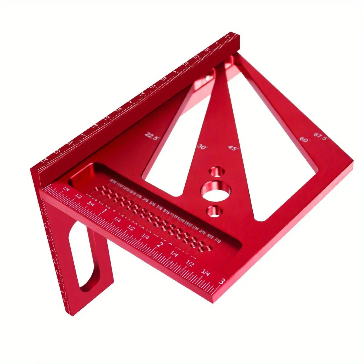 3D Multi-Angle Square Protractor - Aluminum Alloy, Measures 22.5°-90°, Precision Tool for Woodworking, Blue/Red Options
