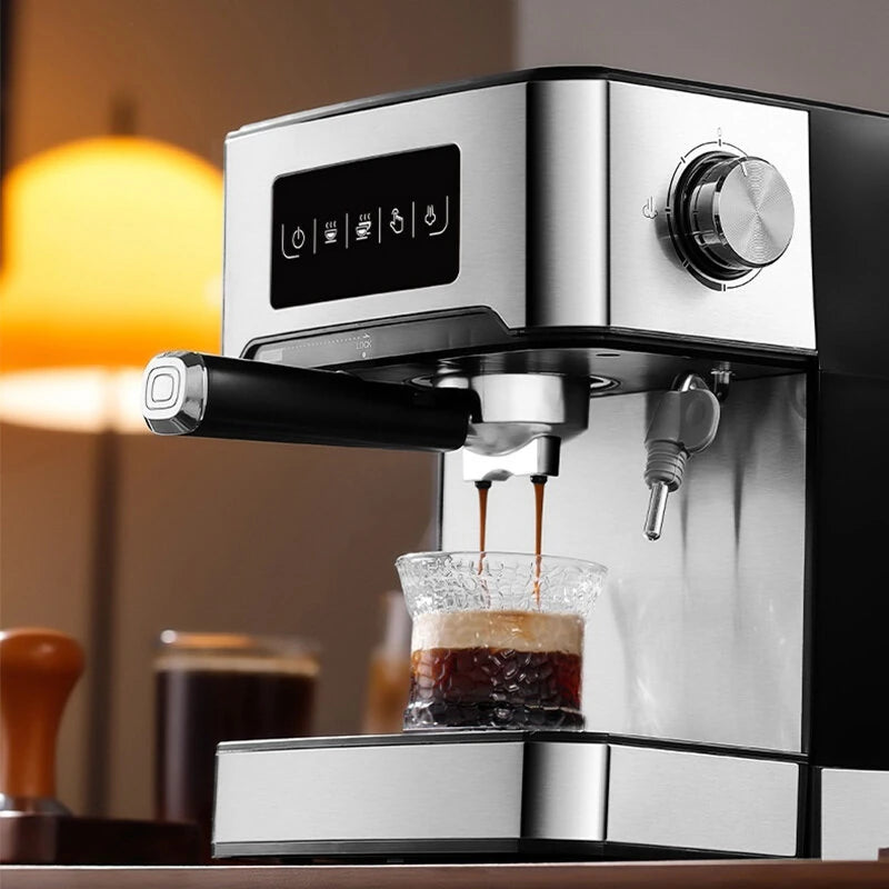 850W 20Bar Semi Automatic Espresso Coffee Machine With 1.5L Removable Tank 360° Steam Wand for Latte Home Cafe