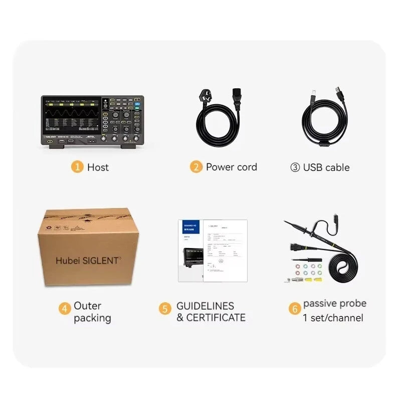 Oscilloscope 200MHz Bandwidth 4 Channels 2GSa/s Sampling Rate 12-bit High Resolution TFT-LCD Touch Screen