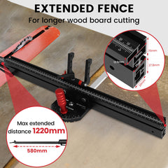 Aluminum Alloy Angle Miter Gauge for Table Saw, 0-60° Precision Settings, Extended Fence 640-1220mm, Durable Woodworking Tool