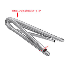 300cm Stainless Steel Exhaust Pipes Car Parking Air Heater Tank Diesel Gas Vent Hose