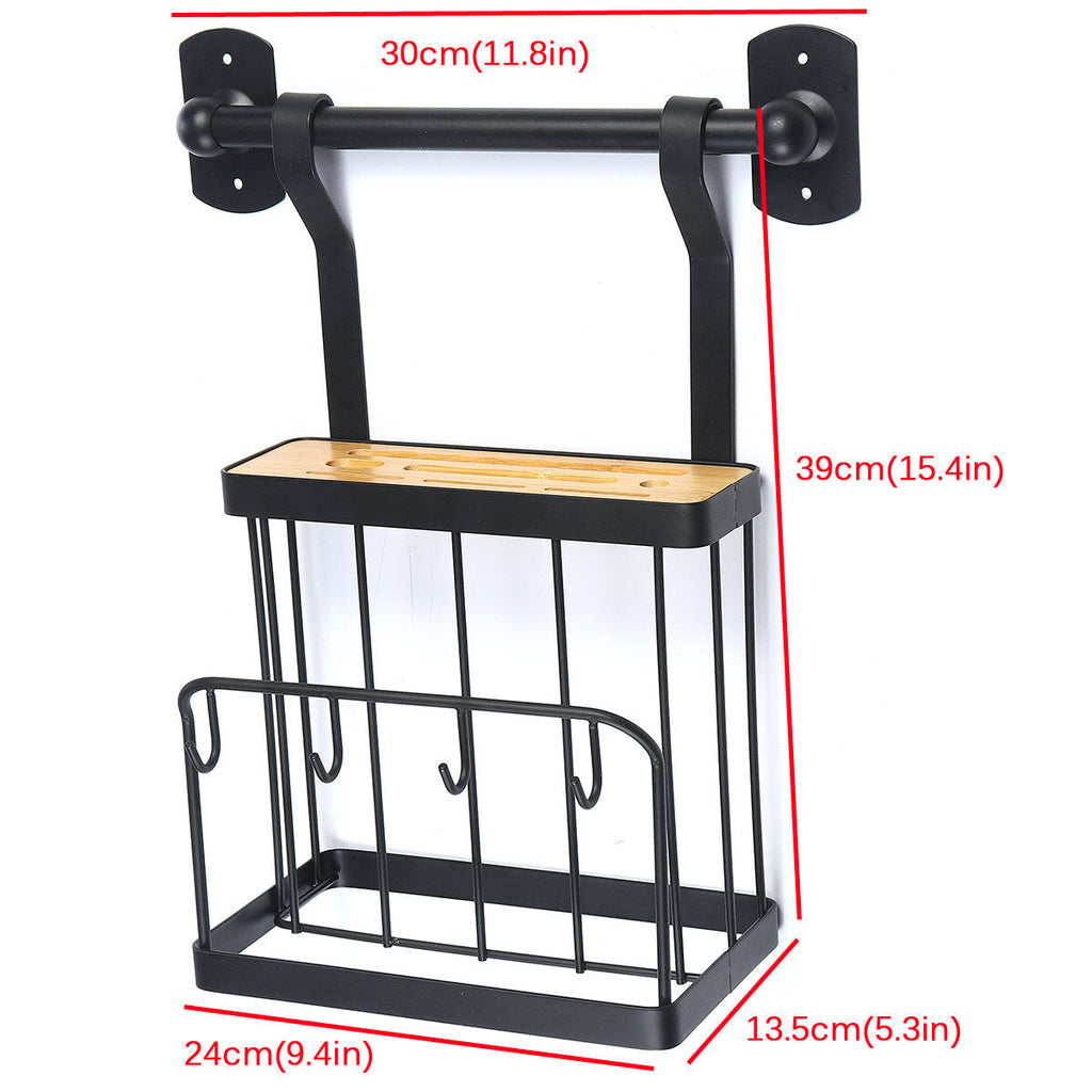 Wall-mounted Rack Black Stainless Steel Kitchen Shelf Pot Cover Shelf Cover Storage Rack