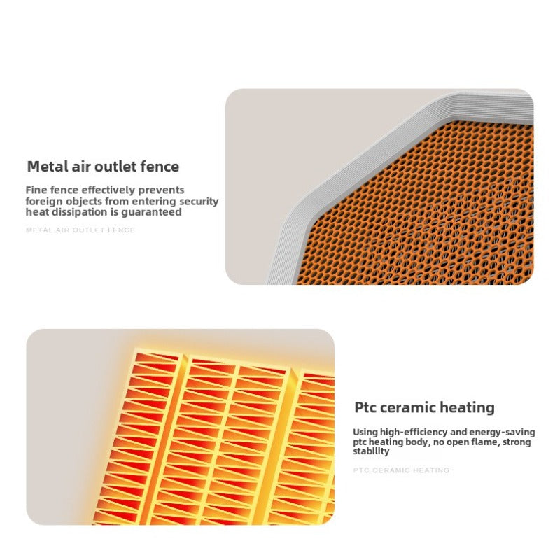 Hexagonal Mini Electric Heater with Temperature Control - Desktop Air Warmer Fan