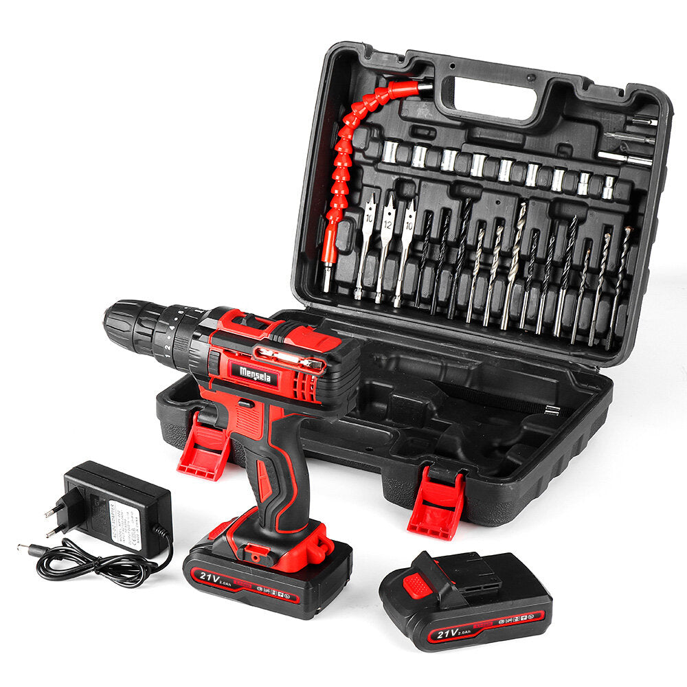 21V 3 In 1 Cordless Drill Power Drill Driver Hammer Combo Kit Double Speed with LED lighting 2Pcs 2.0Ah Battery