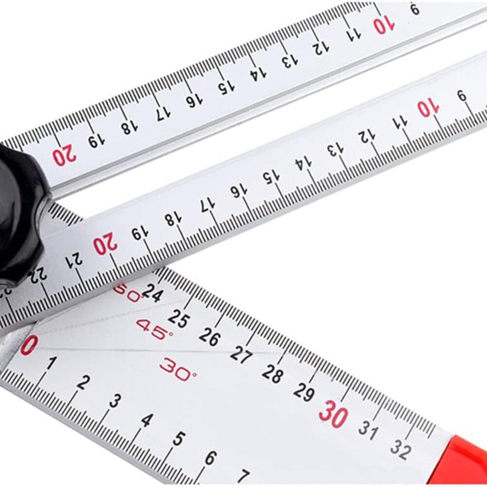 High Precision Aluminum Alloy Angle Ruler for Woodworking - Adjustable Drilling & Marking Gauge, Easy Assembly, Red/Silver