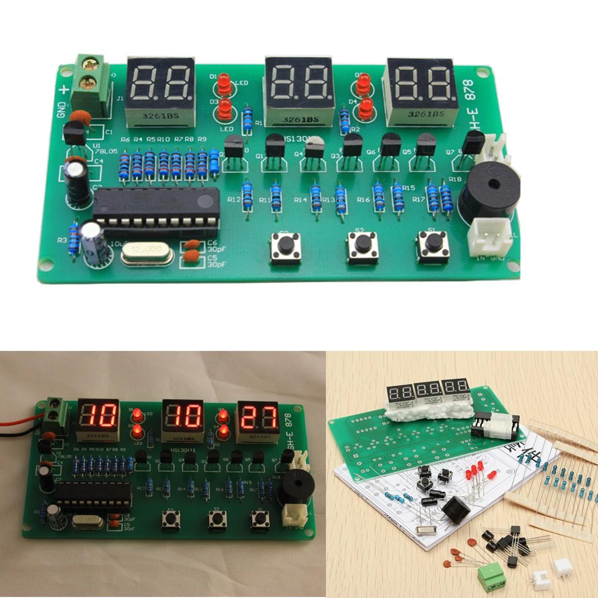 5pcs 5V-12V AT89C2051 Multifunction Six Digital LED DIY Electronic Clock Kit
