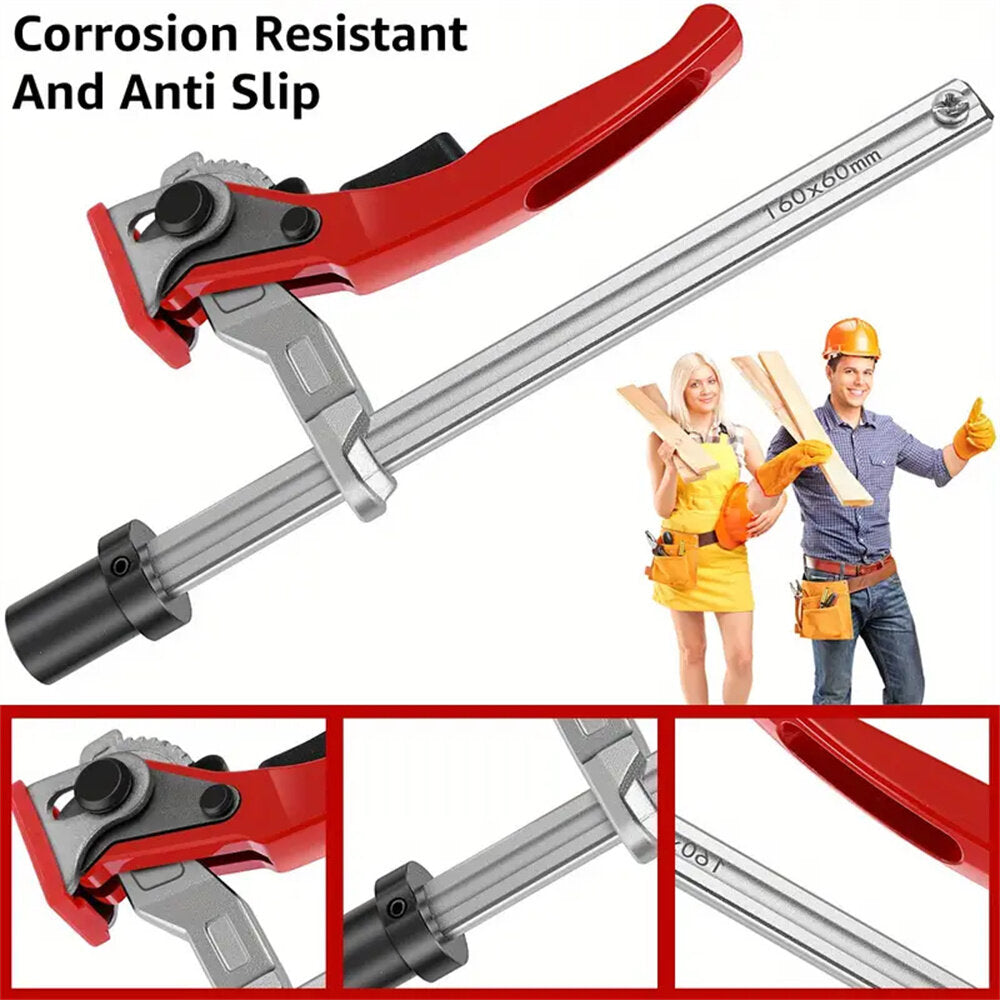 Woodworking Desktop Fixing Clamp - Adjustable 160MM Hold Down, Durable Zinc Alloy, Quick Press Technology, Red