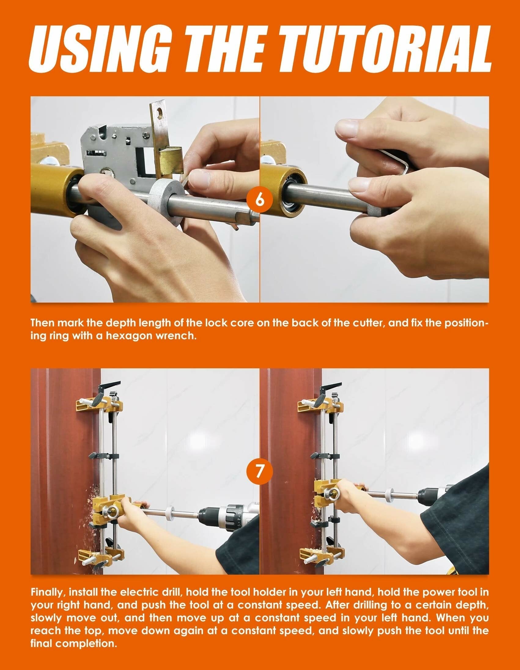 Jig Kit for Door Lock Mortiser - Metal Bracket, Drilling Rig, Tool Heads, Wrenches, Easy Operation, Lightweight, 11 lb