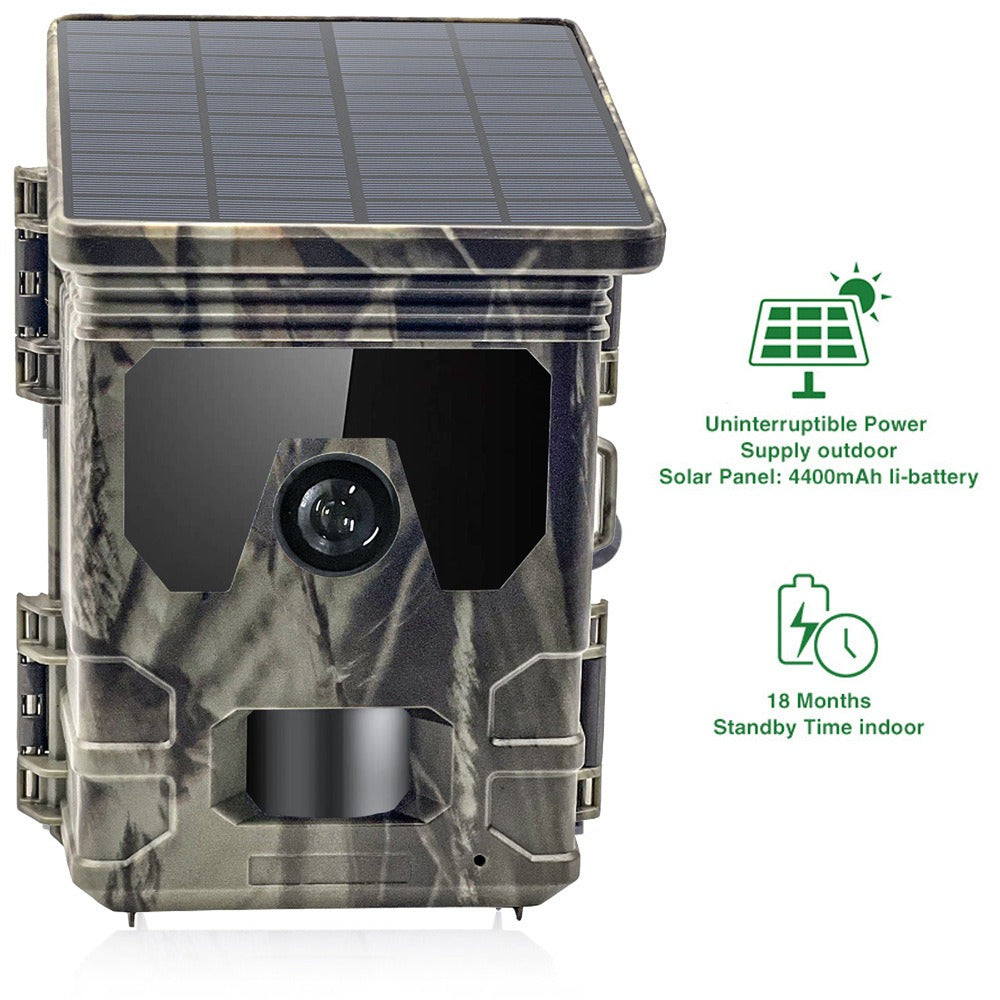 4K 36MP Solar Powered Hunting Camera bluetooth WiFi Outdoors Surveillance Camera 2 inch TFT LCD Display APP Online Viewing for Wild Life Animals