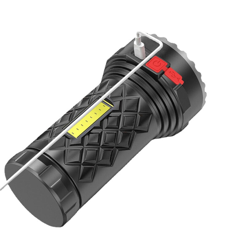 Dual Light Source Ultra Powerful ABS Flashlight COB Side Light USB Rechargeable Super Bright LED Torch Outdoor Night Fishing Camping Emergency Lamp
