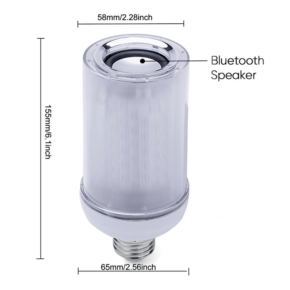 AC85-265V E27 8W Dimmable bluetooth Speaker RGB Flame Effect LED Bulb with 24 Keys Remote Control