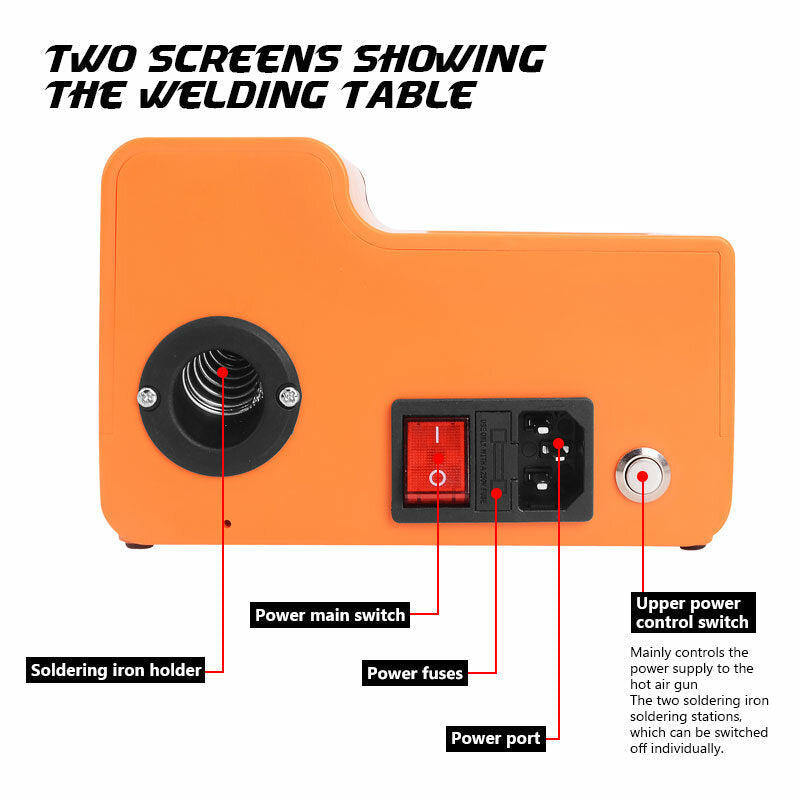 2 in 1 Hot Air Gun Soldering Station OLED Digital Adjustment Auto Sleep 1s-6s Fast Heating Repair Tool