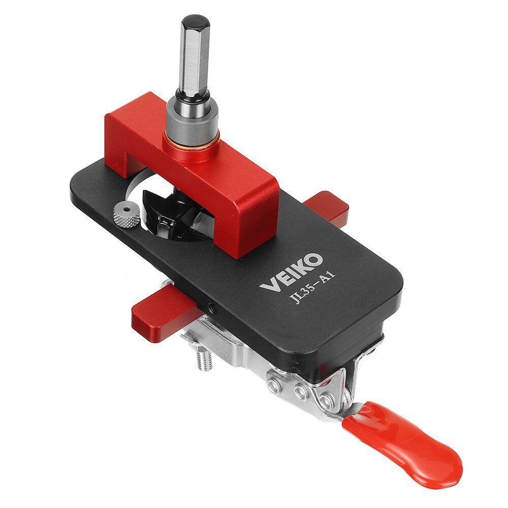 Hinge Boring Tool Set - 35mm/26mm Hole Opener, Adjustable Depth, ABS & Aluminum, Red/Black, Woodworking Accessory