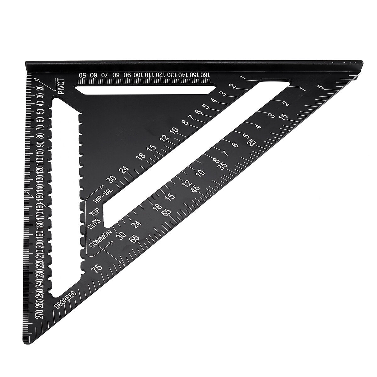 12-Inch Triangle Ruler - Versatile Protractor & Scriber Tool for Woodworking, Construction, Durable Aluminum Alloy, Metric/Imperial