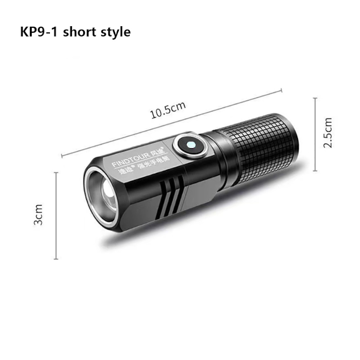 800lm Long Rang Zoomable Super Birght Mini LED Flashlight Aluminum Alloy Type-c Rechargeable Three Gears Dimming Mini Torch