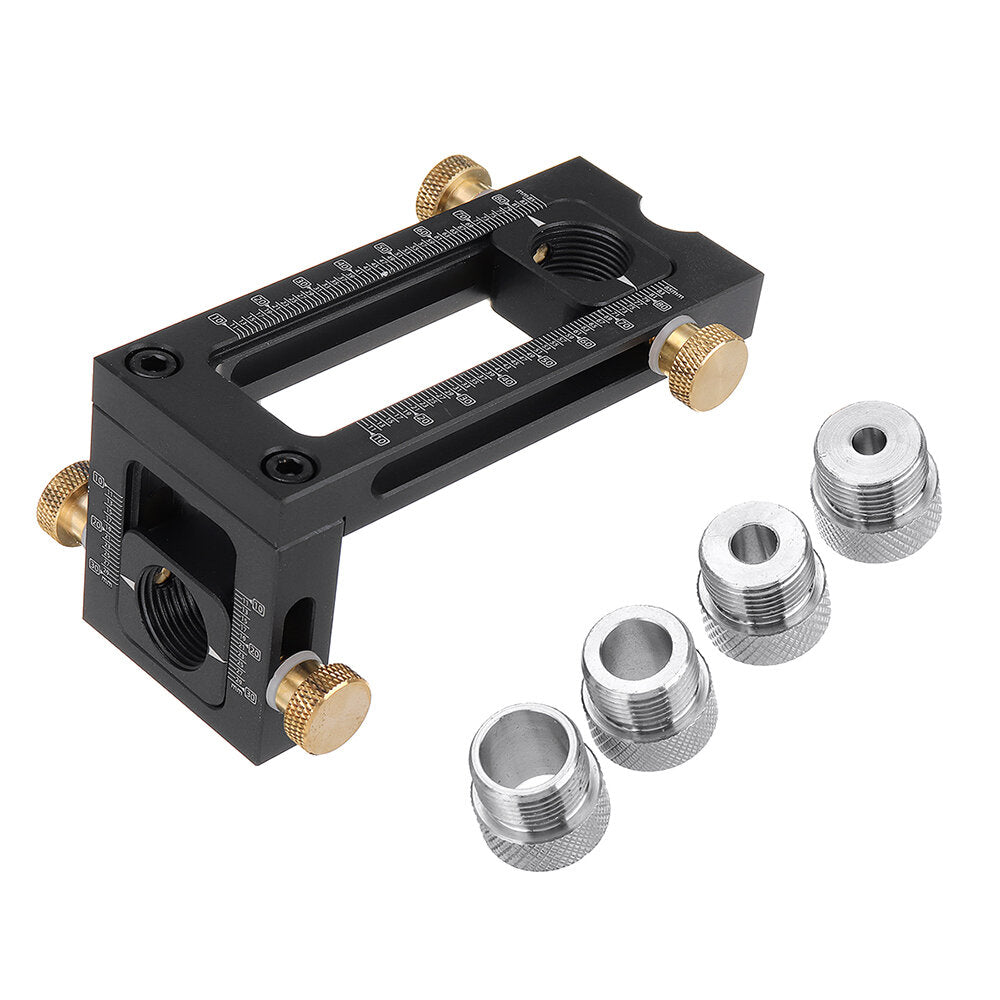 2 In 1 Adjustable Baby Bed Screw Drill Locator Kit with 4 Drill Bushings, Aluminum Alloy, Black/Silver, Precision Guide