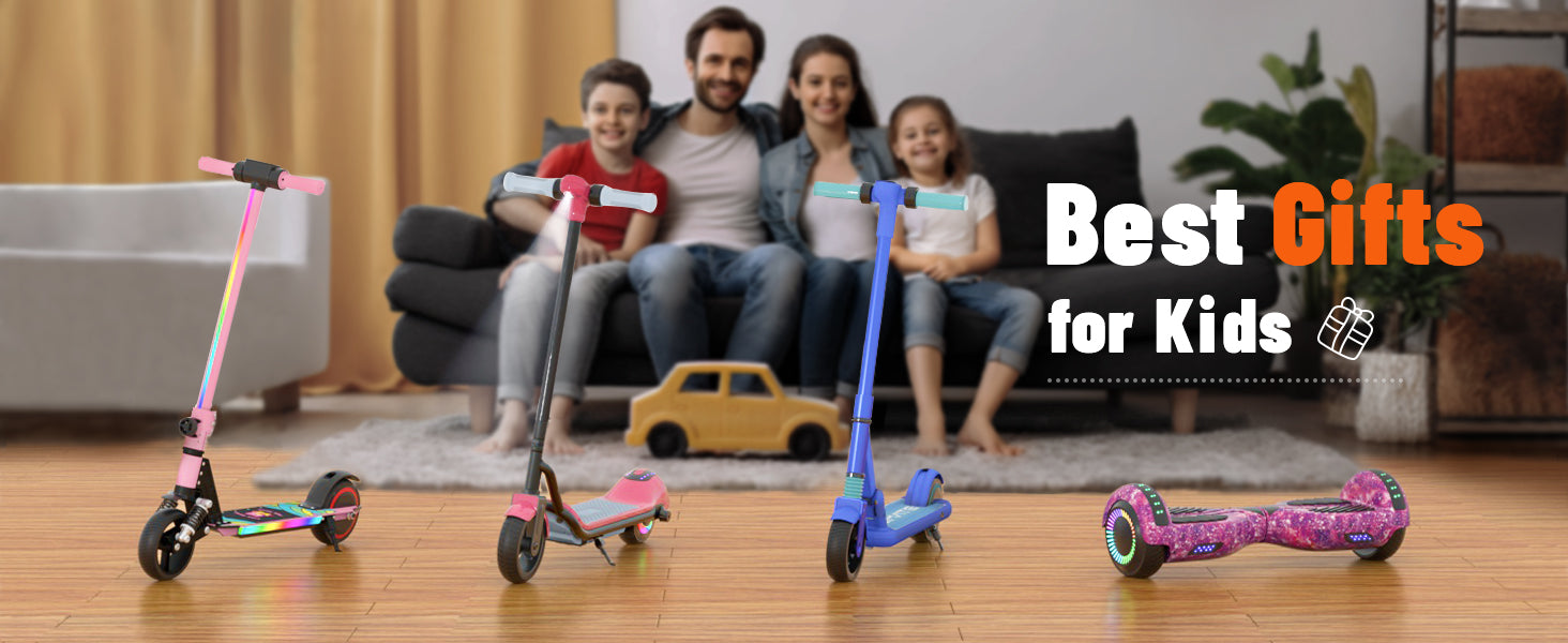 Kids Electric Scooter, 21.6V 2.5Ah, 130W Motor, Max Speed 14KM/H, 6.5in Folding Electric Scooter, 5-8KM Range, Max Load 70Kg Children Electric Scooter