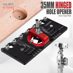 Adjustable Hinge Punch Locator Kit with 35mm Hole Opener, Drill Bits & Positioning Tools for Precise Installations