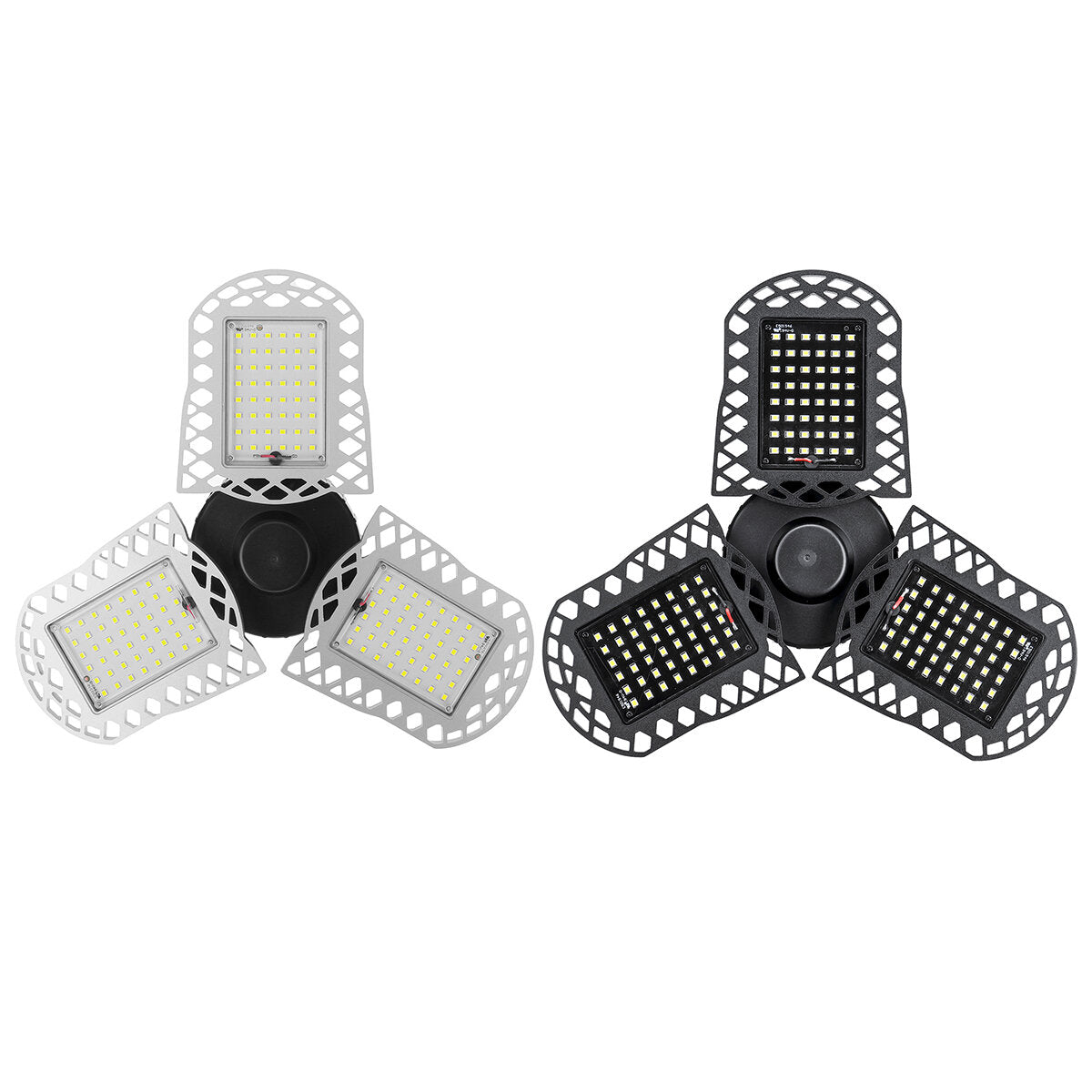 96/300LED Deformable LED Garage Lights: Ultra-Bright Adjustable Ceiling Light, E26/E27 Work Bulbs with 2/3 Leaves in Die-Cast Aluminum/Plastic