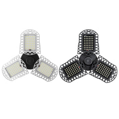 96/300LED Deformable LED Garage Lights: Ultra-Bright Adjustable Ceiling Light, E26/E27 Work Bulbs with 2/3 Leaves in Die-Cast Aluminum/Plastic