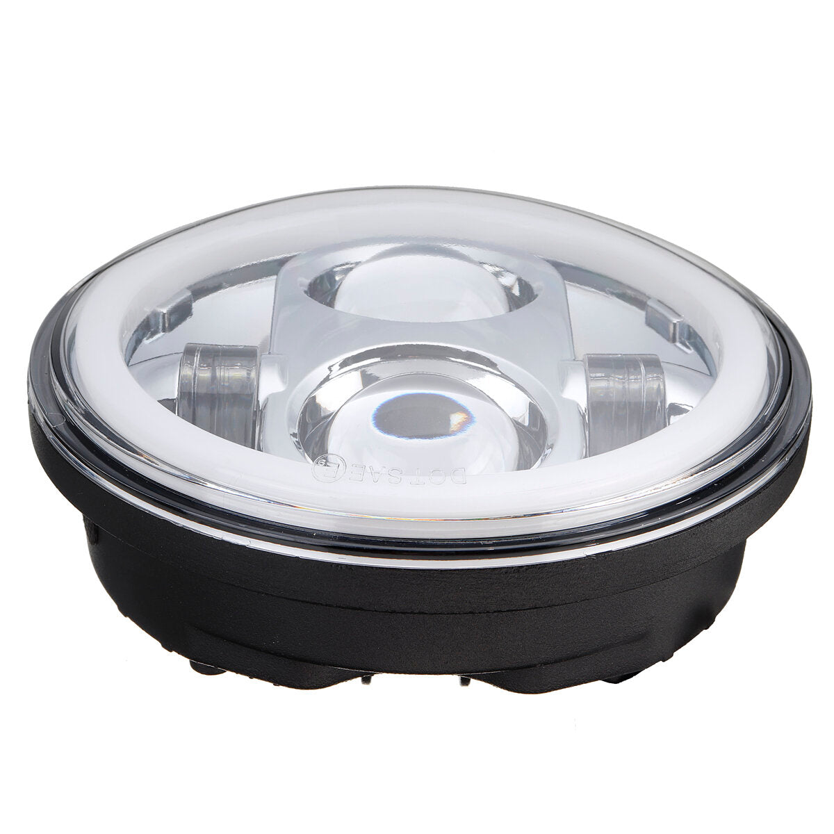 12V 5.75" 75W Projector LED Round Headlight Ring Angle Eyes DRL For Jeep/Harley