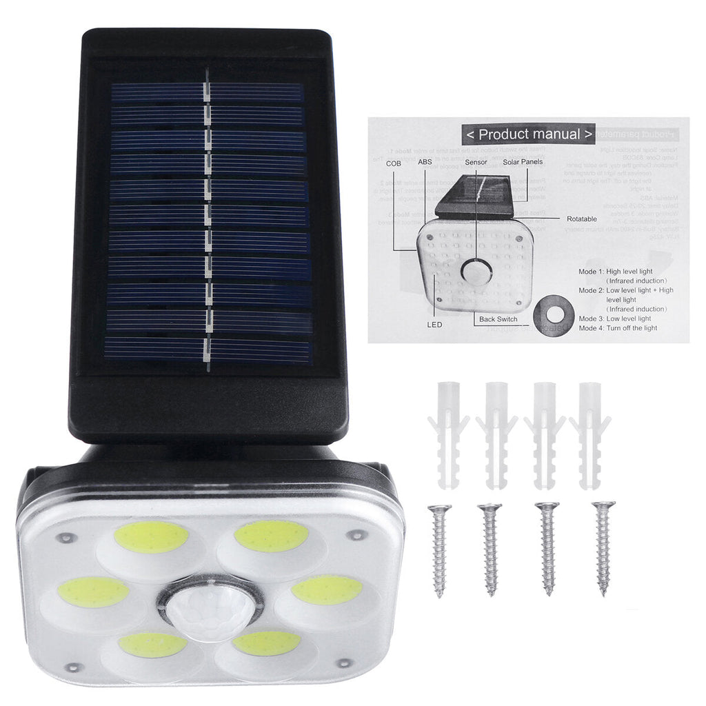 Waterproof 48LED/54COB/54LED Solar Motion Sensor Wall Light IP65 Outdoor Garden Yard Street Lamp