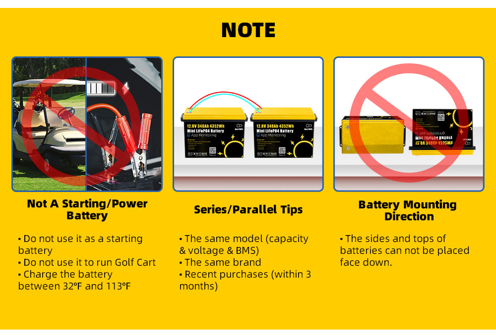 12V 340AH Vehicle Storage Box 4352Wh Mini LiFePO4 Battery Built-in 200A Bluetooth BMS