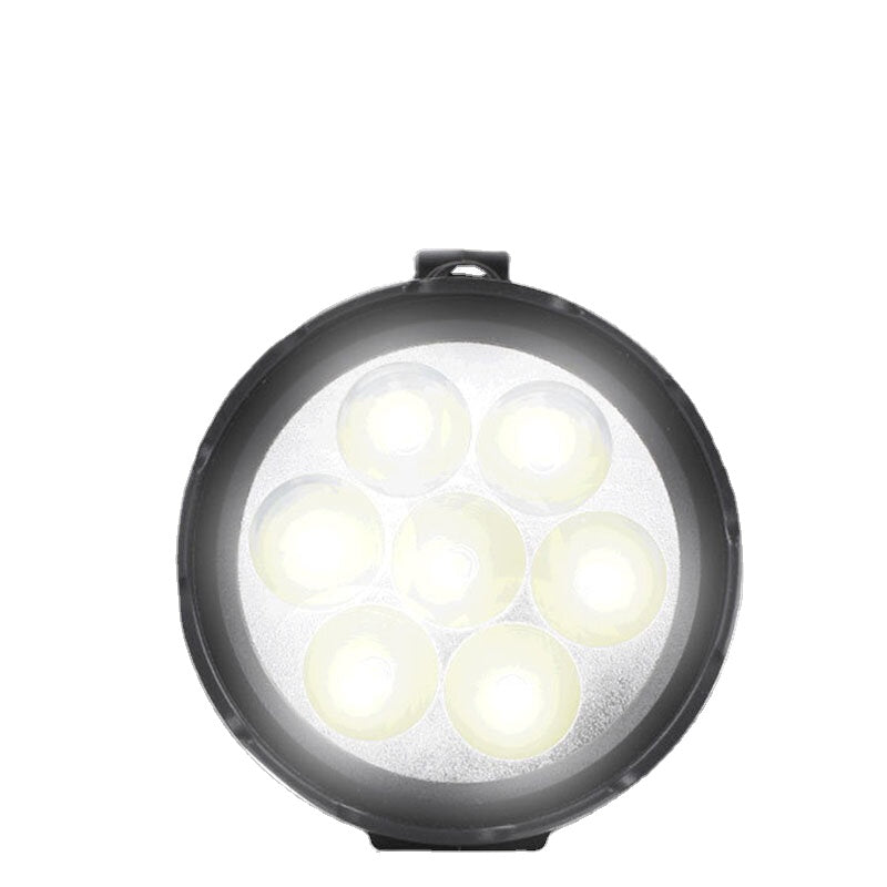 7LED Solar Rechargeable Portable Flashlight with COB Side Light USB Charging Super Bright LED Torch Search Light for Outdoor Camping Working Emergency