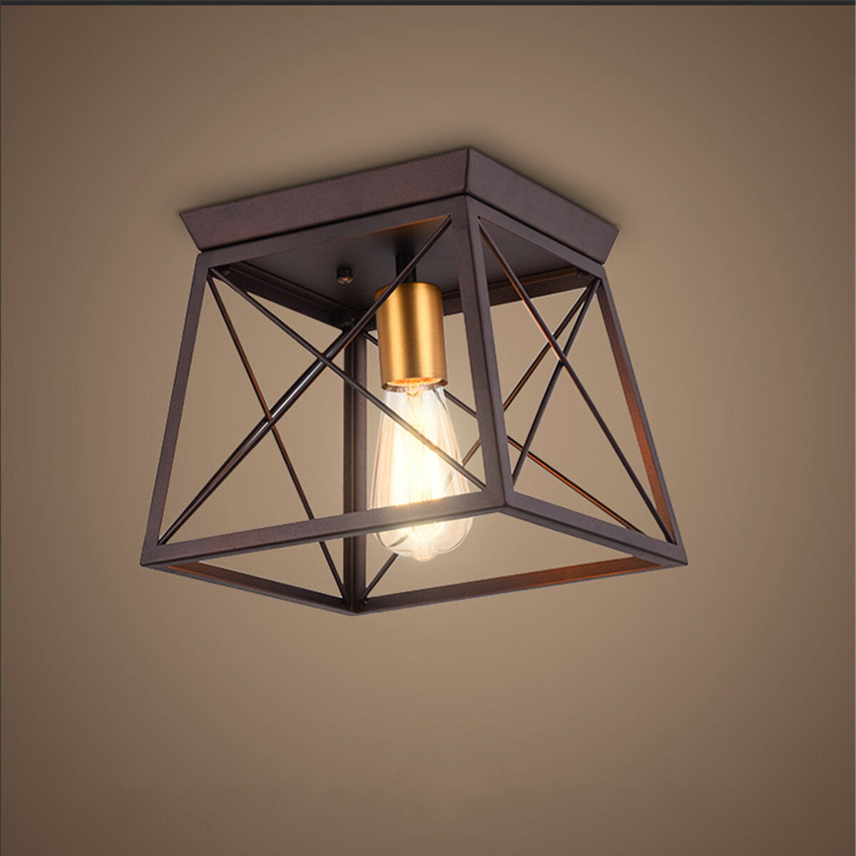 110V 2 Heads E26 Square Lamp Shade Chandelier Ceiling Pendant Light Fixtures Without Bulb