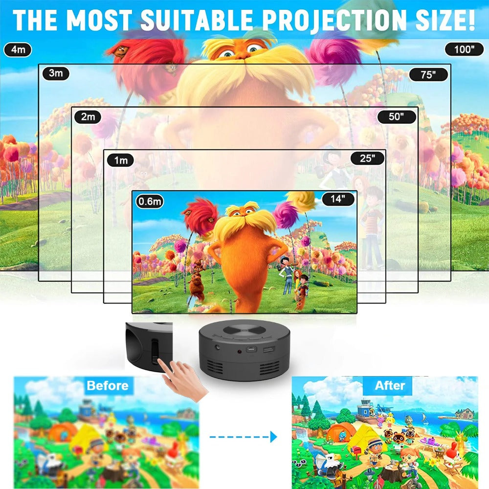 Mini Projector Wired Mirroring Handheld Projection 320P 150 ANSI Lux Portable Cinema