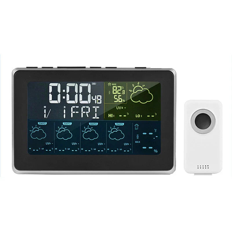 WiFi Weather Station Alarm Clock - Wireless Indoor/Outdoor Thermometer, Works with Tuya/Smart Life, 12/24H, Date/Week Display