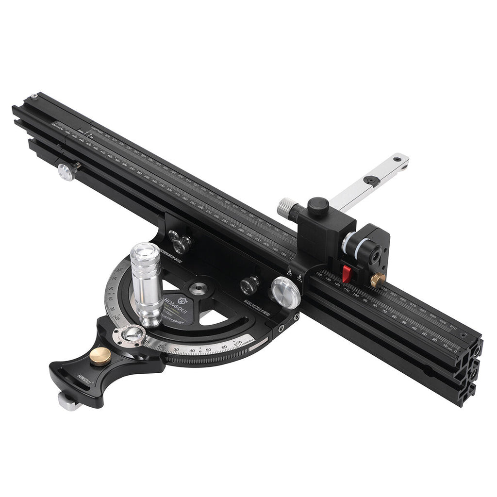 Aluminum Miter Gauge with Adjustable 0-70° Angle, 0-850mm Length, High Precision, Quick Positioning, and Scale Magnifier