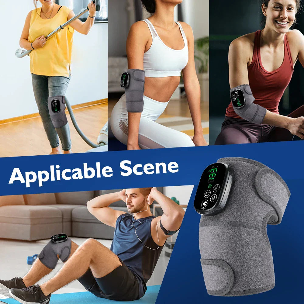 Heating Knee Brace with USB Charging, 6 Heat Levels, 4 Timer Settings, Includes 2 Straps for Joint Support