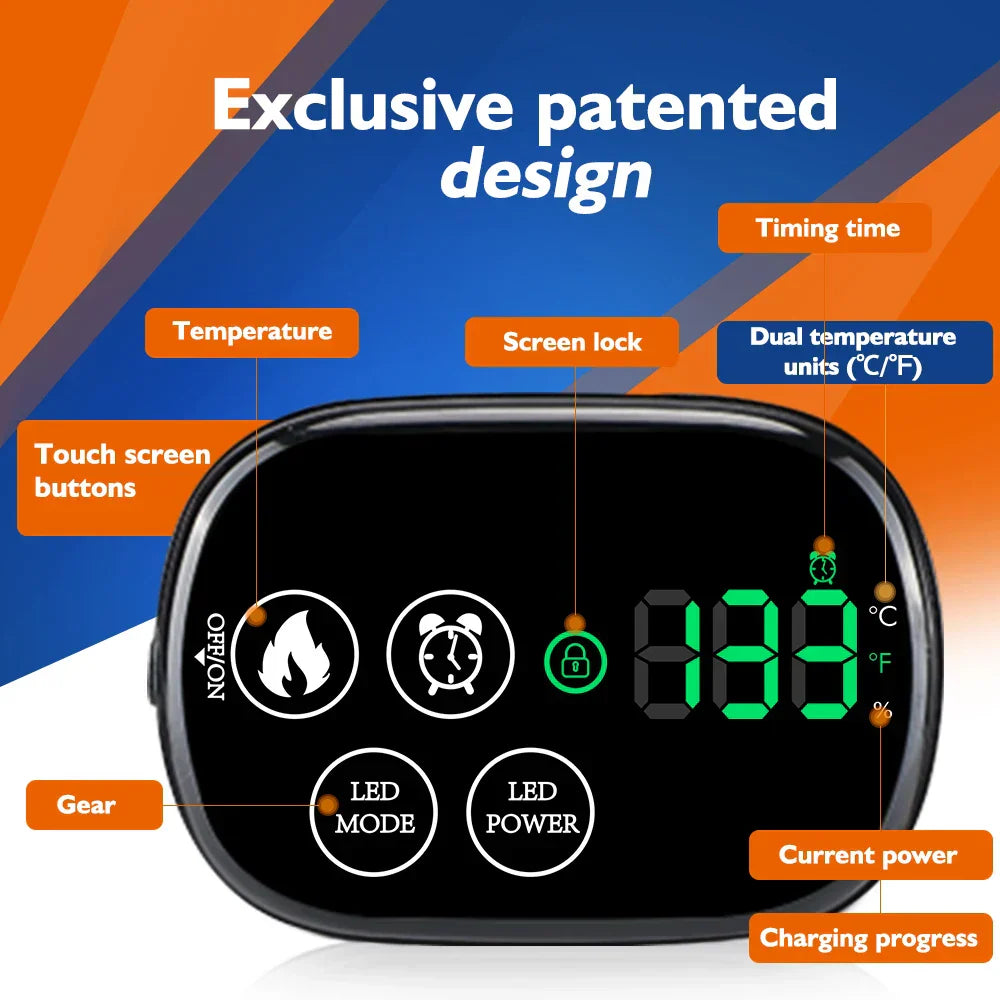 Heating Knee Brace with USB Charging, 6 Heat Levels, 4 Timer Settings, Includes 2 Straps for Joint Support