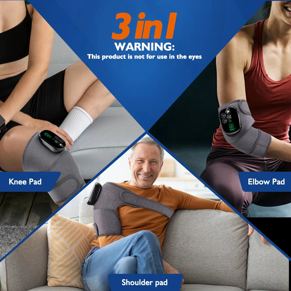 Heating Knee Brace with USB Charging, 6 Heat Levels, 4 Timer Settings, Includes 2 Straps for Joint Support