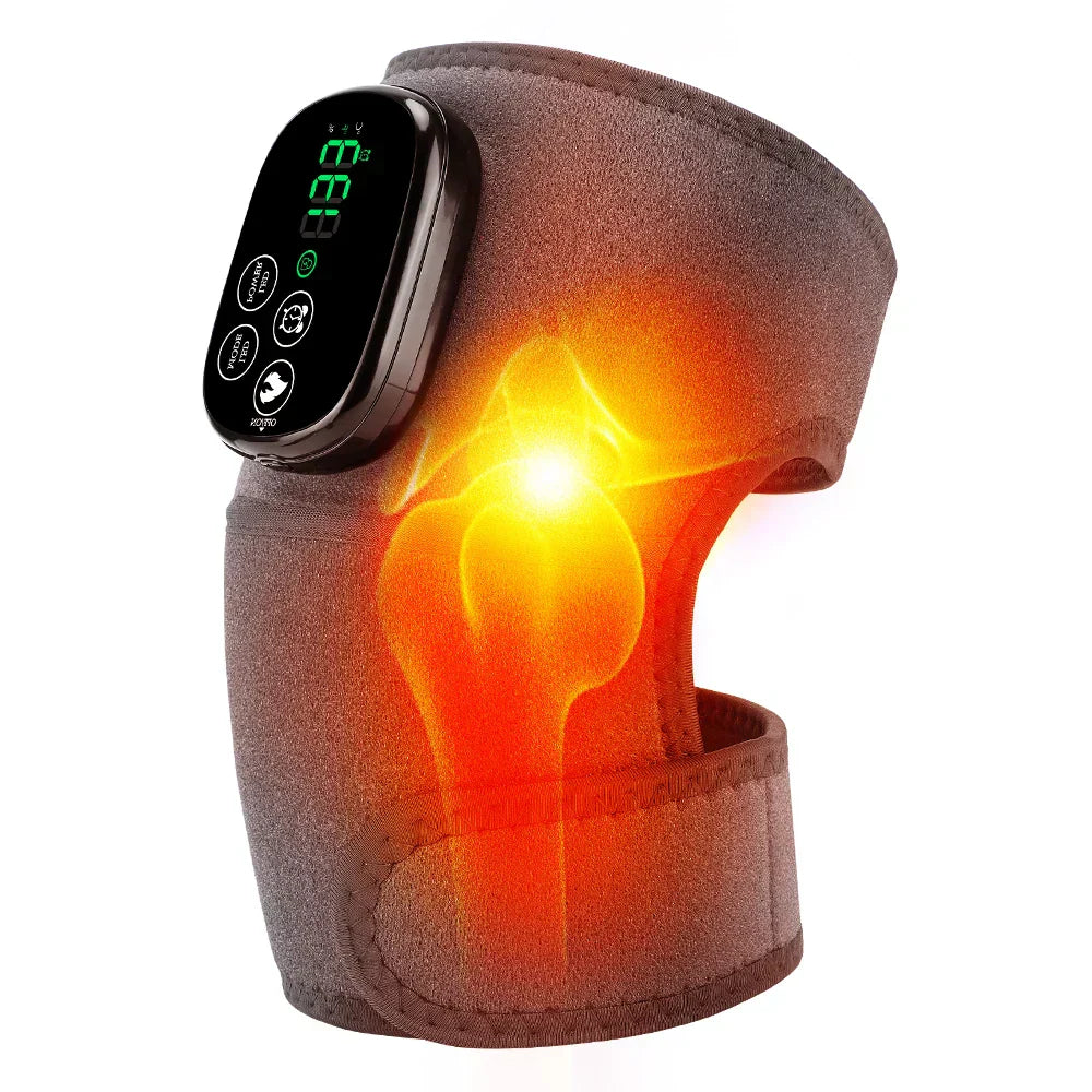 Heating Knee Brace with USB Charging, 6 Heat Levels, 4 Timer Settings, Includes 2 Straps for Joint Support