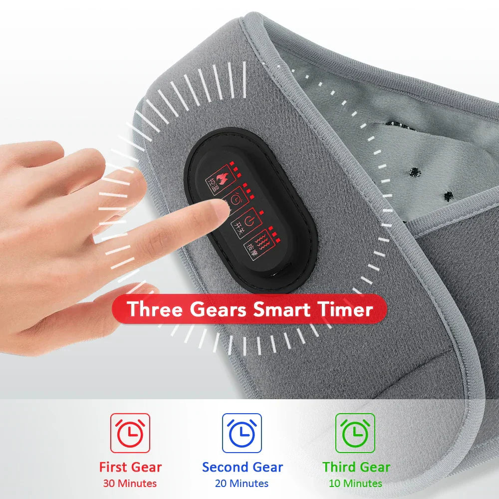 Electric Heating Ankle & Wrist Brace with Infrared Heat, Vibration Massage, Timer, and Breathable Fabric - Grey