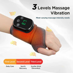 Electric Heating Ankle & Wrist Brace with Infrared Heat, Vibration Massage, Timer, and Breathable Fabric - Grey
