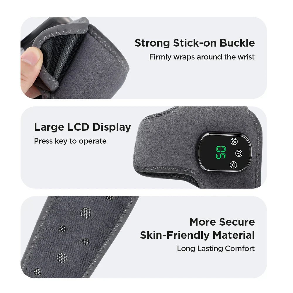 Electric Heating Ankle & Wrist Brace with Infrared Heat, Vibration Massage, Timer, and Breathable Fabric - Grey